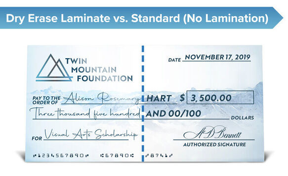 Giant Check Dry Erase Laminate Comparison
