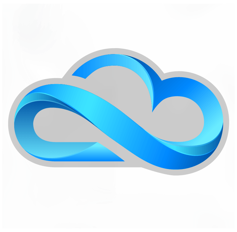 blue cloud icon with a grey border around the profile of shape