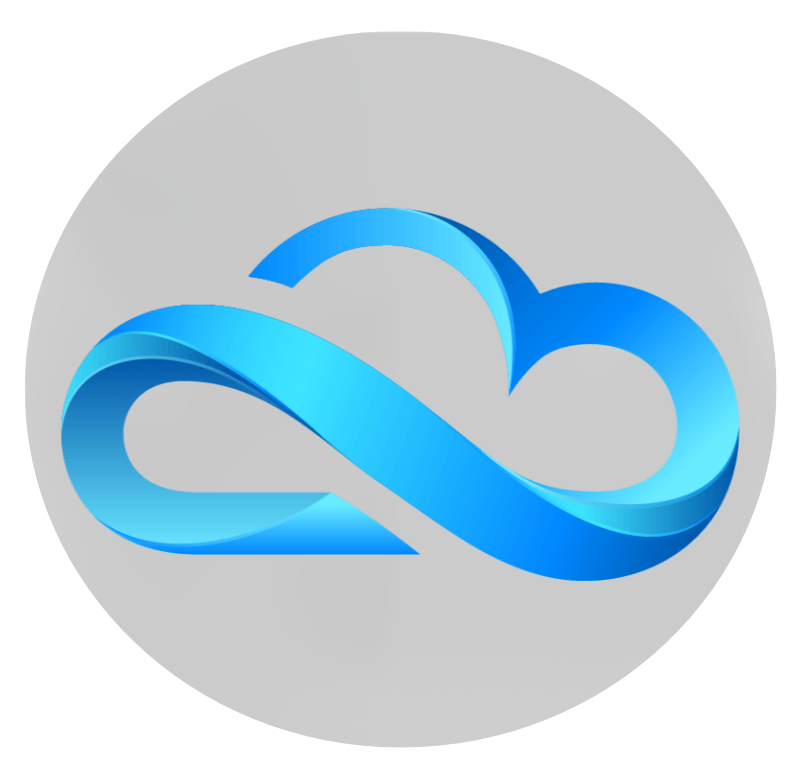 blue cloud icon within a grey circle