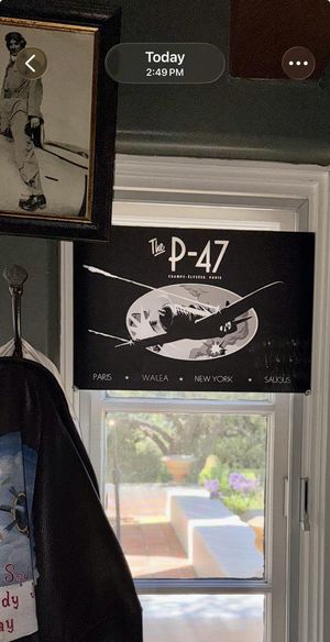 My home bar now has a logo for my Dad’s World War II fighter the P-47 Thunderbolt! 