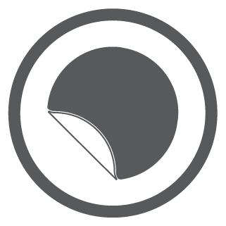 Circle icon of a circular clear window cling being peeled up